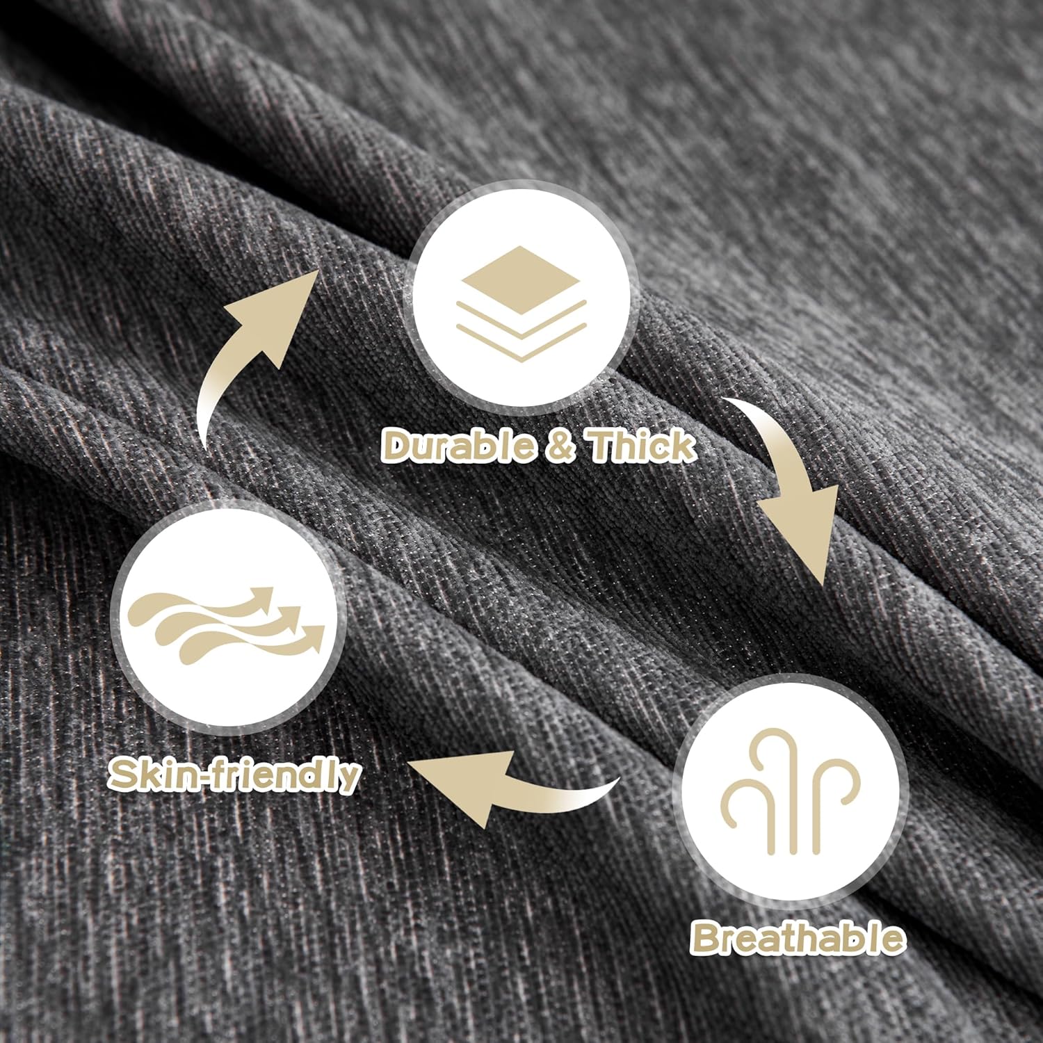 R0BTECH HOME Couch Cover for Dogs, Washable Couch Covers, Non Slip Sofa Cover, Couch Cover 2 Cushion Sofa Dogs Furniture Protector with Tassels, Chenille Sofa Slipcover for Pets, 71"x118", Dark Grey