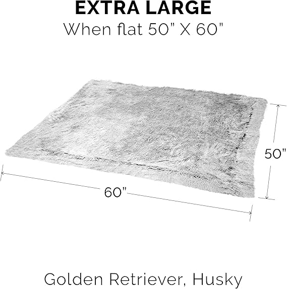 R0BTECH  Waterproof Throw Blanket for Dogs & Indoor Cats, Washable - Shaggy Plush Calming Long Faux Fur & Velvet Dog Blanket - Mist Gray, XL