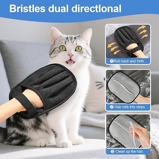 R0BTECH Pet Hair Removal Glove for Cats & Dogs, Upgraded Five-Finger Electrostatic Pet Hair Glove, Reusable Magic Brush Pet Hair Remover Tool for Laundry, Couch, Carpet, Car Seat