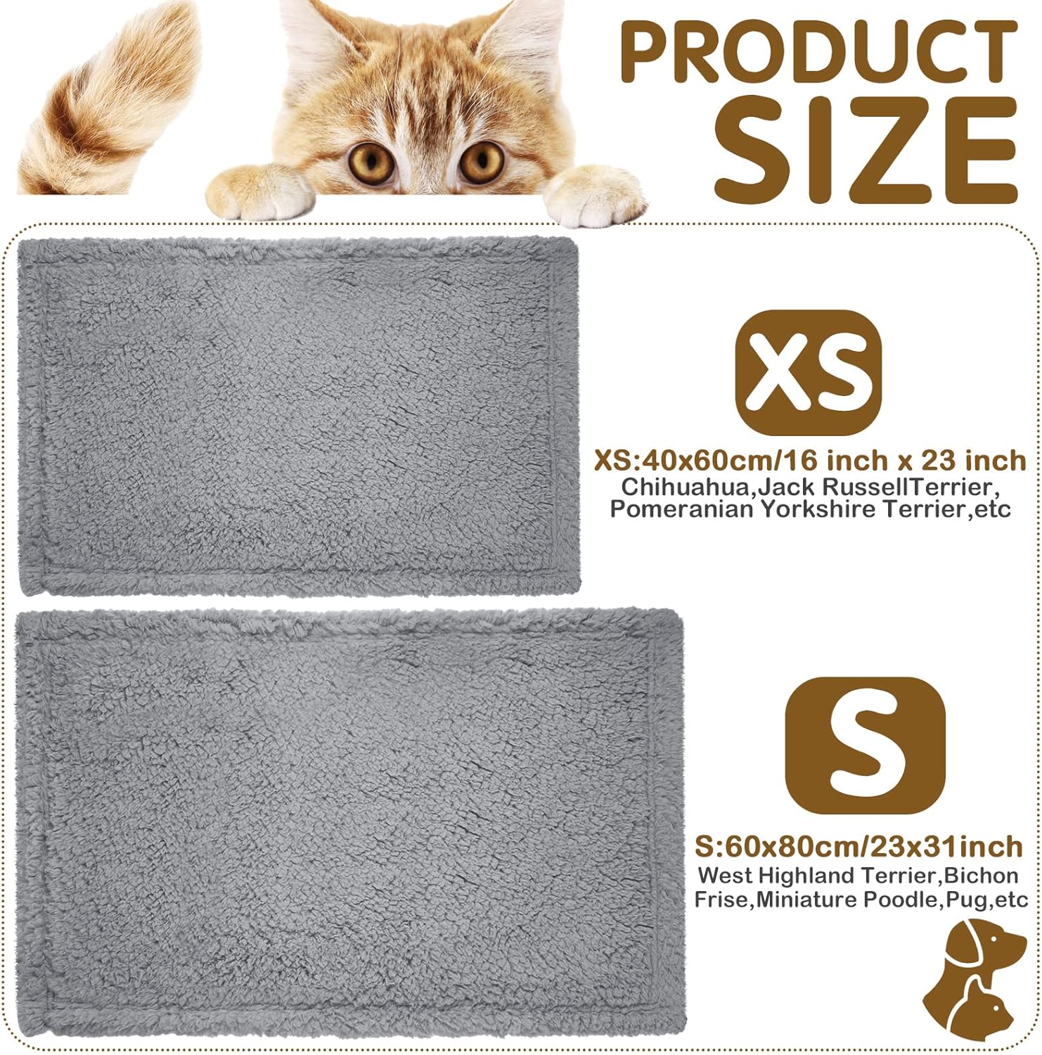 R0BTECH 6 Pcs Blankets for Dogs Cats, Soft Warm Fluffy Fleece Pet Calming Blanket, Washable Flannel Throw for Small Medium Pet, Gray/Beige/Khaki(31 x 24 Inch)