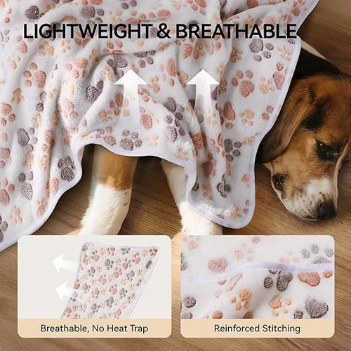 R0BTECH 1 Pack 3 Blankets Super Soft Fluffy Premium Fleece Dog Blankets for Puppy Cat Pet Blanket Flannel Throw Warm Sleep Dog Paw 23x16 inches
