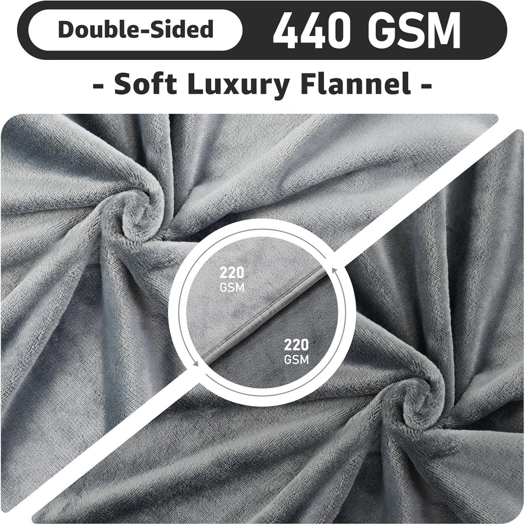 R0BTECH Waterproof Blanket for Bed: Reversible Soft Flannel Twin Bed Blanket 60" x 80", Leakproof Throw Spill-Proof Dog Pet Blanket for Couch Cover, Movie Time, Camping, Travel, Grey