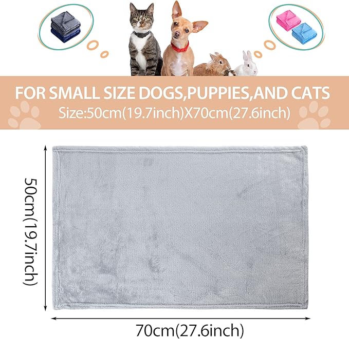 R0BTECH 8 Pieces Pet Blanket Soft Fleece Warm Sleep Mat for Dogs Cats Reversible Washable Blanket Fluffy Cute pet Supplies for Small Medium Large Puppy Kitten, 19.7X 27.6 Inches, 8 Colors