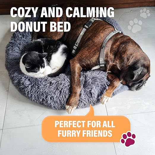 R0BTECH Pets Large Dog Bed, Calming Orthopedic Pet Bedding for Anxiety Relief, Joint Support & Comfort, Washable Dog Furniture, M 45lbs, Dark Grey