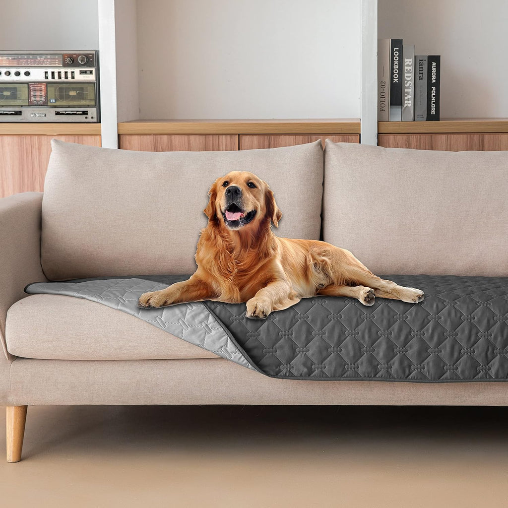 R0BTECH 3X Stronger Waterproof Pet Blanket, Scratch Proof Furniture Protector for Dogs Cats, Reversible Cover 30x70 Inch, Dark Grey/Light Grey