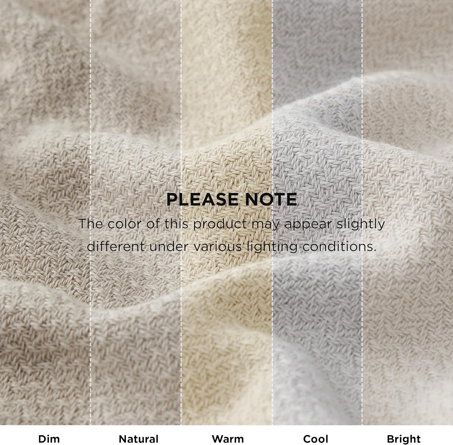 R0BTECH GentleSoft 100% Cotton Large Throw Blanket for Couch 50x70 inches - Cooling Breathable and Lightweight, Soft Cozy Herringbone Woven Cotton Throw for Summer, Linen Beige Office Chair Blanket