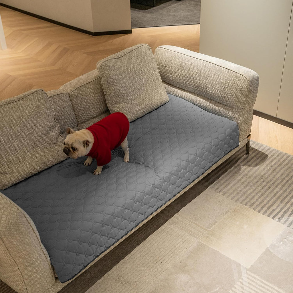 R0BTECH 3X Stronger Waterproof Pet Blanket, Scratch Proof Furniture Protector for Dogs Cats, Reversible Cover 30x70 Inch, Dark Grey/Light Grey